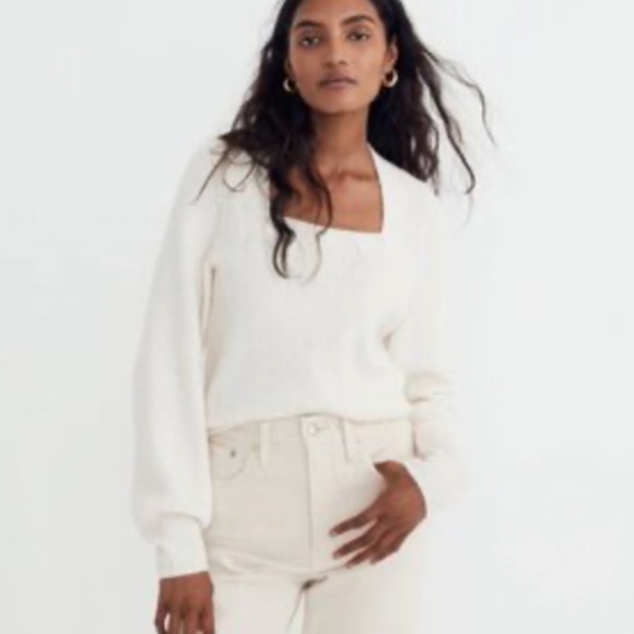 Madewell Women's SoftWool Ribbed Square-Neck Pullover Sweater. - Picture 6 of 6